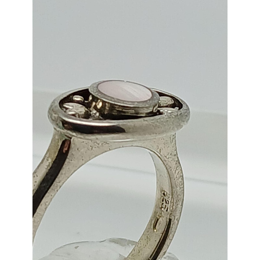 Vintage 1990's Mother of Pearl Designer Signed Sterling Silver Ring Size 7 Rare - Picture 5 of 7